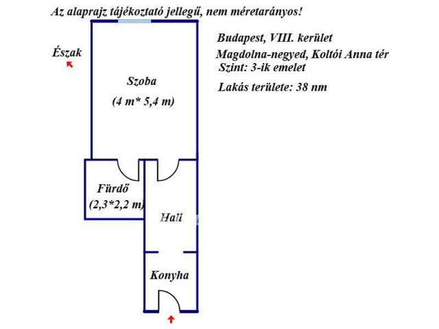 Eladó téglalakás, Budapesten, VIII. kerületben 40 M Ft, 1 szobás