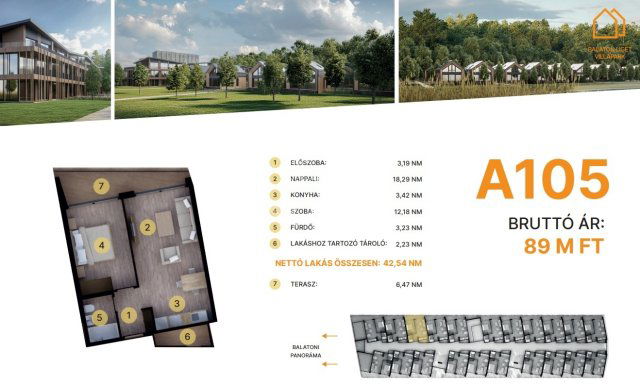 Eladó téglalakás, Balatonföldváron 89 M Ft, 2 szobás