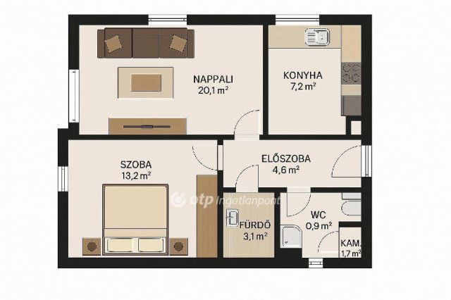 Eladó téglalakás, Budapesten, XXI. kerületben 54.5 M Ft