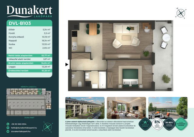 Eladó téglalakás, Vácon, Németh László utcában 68.48 M Ft