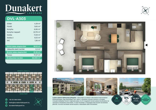 Eladó téglalakás, Vácon, Németh László utcában 92.89 M Ft