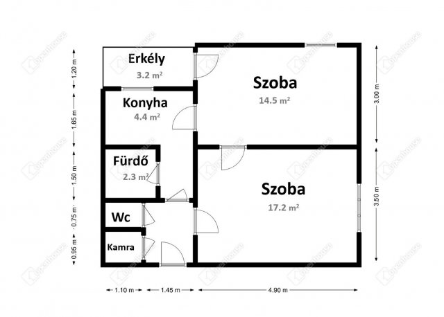 Eladó téglalakás, Miskolcon 17.9 M Ft, 2 szobás