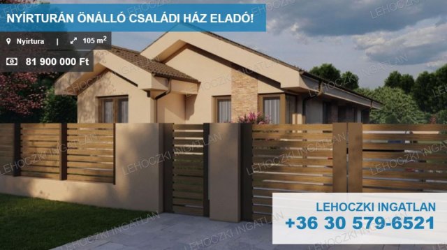 Eladó családi ház, Nyírturán 81.9 M Ft, 5 szobás