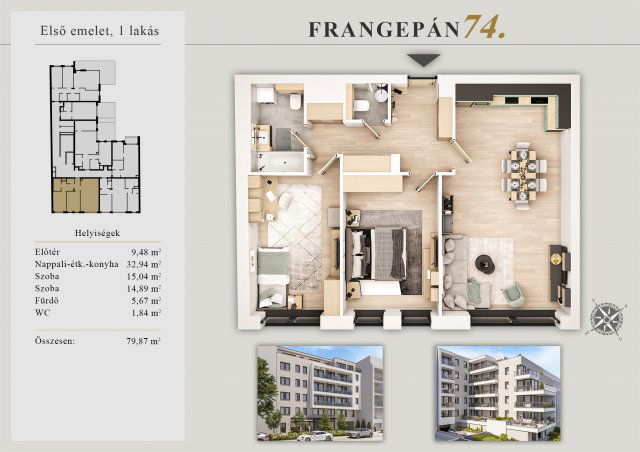 Eladó téglalakás, XIII. kerületben, Frangepán utcában
