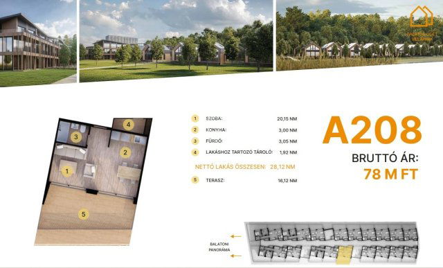 Eladó téglalakás, Balatonföldváron 78 M Ft, 1 szobás