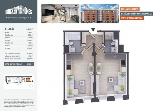 Eladó téglalakás, VIII. kerületben, Szeszgyár utcában