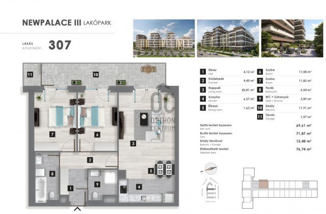 Eladó téglalakás, Budapesten, XIII. kerületben 111.9 M Ft