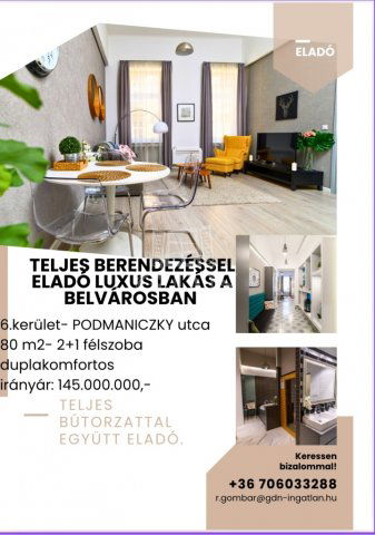 Eladó téglalakás, Budapesten, VI. kerületben 145 M Ft