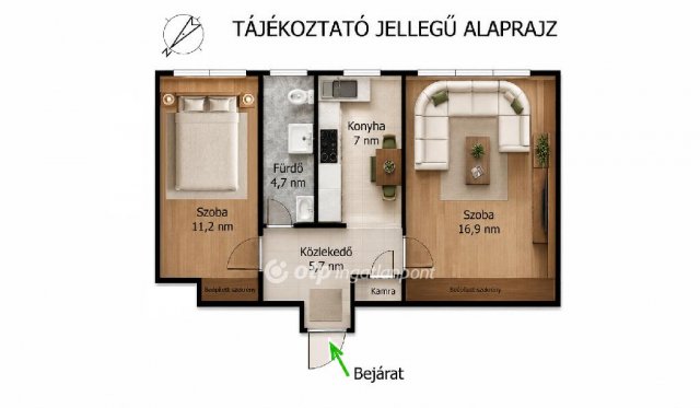 Eladó téglalakás, Ecseren 62.99 M Ft, 1+1 szobás