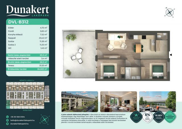 Eladó téglalakás, Vácon, Németh László utcában 91.49 M Ft