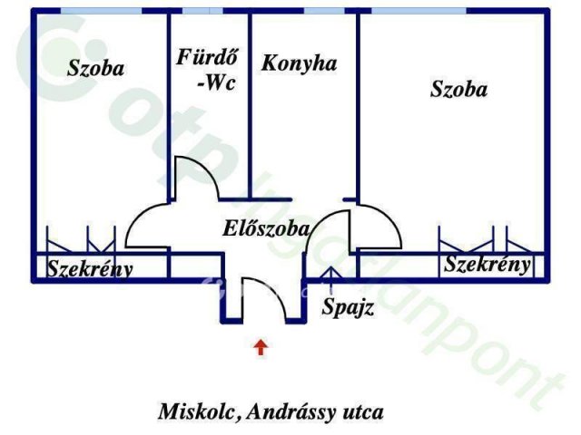 Eladó téglalakás, Miskolcon 30 M Ft, 2 szobás