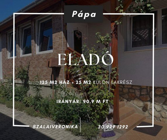 Eladó családi ház, Pápán 90.9 M Ft, 5 szobás