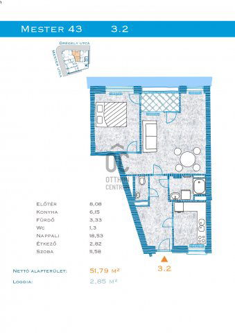 Eladó téglalakás, Budapesten, IX. kerületben 85.9 M Ft, 2 szobás