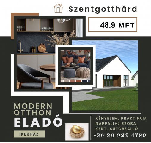Eladó ikerház, Szentgotthárdon 48.9 M Ft, 1+2 szobás