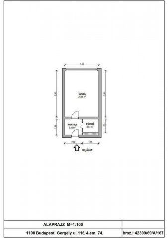 Eladó panellakás, Budapesten, X. kerületben 38.8 M Ft, 1 szobás