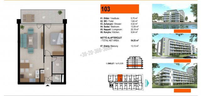 Eladó téglalakás, Siófokon 88.61 M Ft, 2 szobás