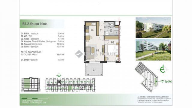 Eladó téglalakás, Debrecenben 61.984 M Ft, 2 szobás