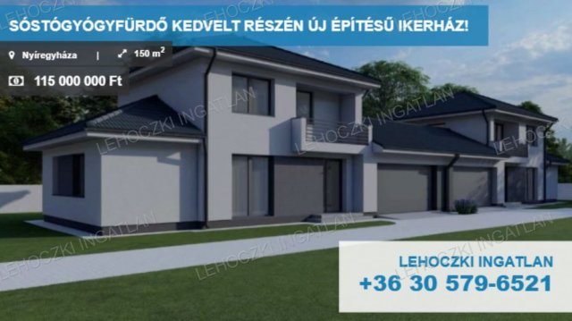 Eladó ikerház, Nyíregyházán 115 M Ft, 4 szobás
