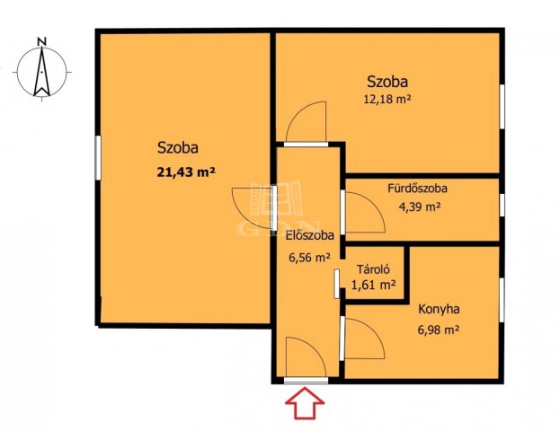 Eladó téglalakás, Miskolcon 35.9 M Ft, 2 szobás