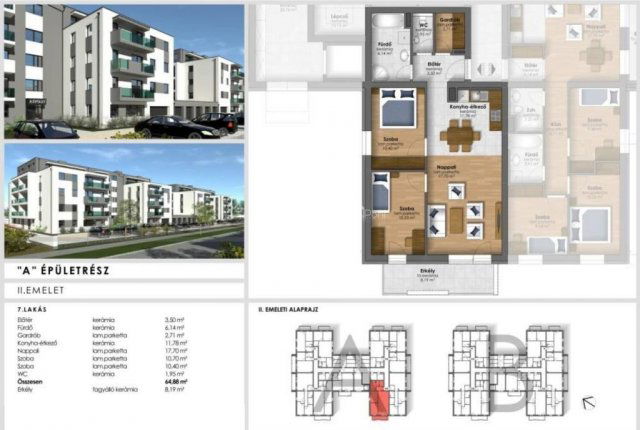 Eladó téglalakás, Szombathelyen 65.9 M Ft, 3 szobás