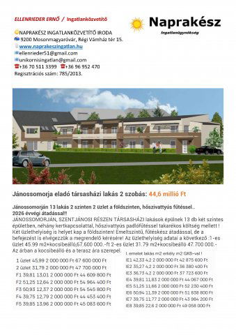 Eladó téglalakás, Jánossomorján 44.6 M Ft, 2 szobás