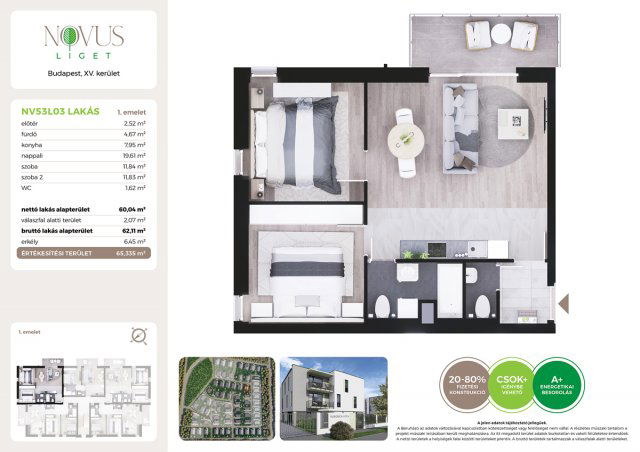 Eladó téglalakás, Budapesten, XV. kerületben, Kékszilva utcában