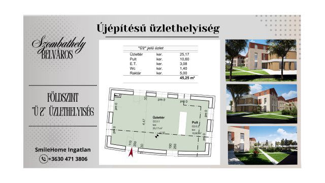 Eladó üzlethelyiség, Szombathelyen 45.24 M Ft