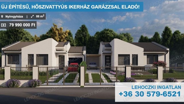 Eladó ikerház, Nyíregyházán 79.99 M Ft, 3 szobás