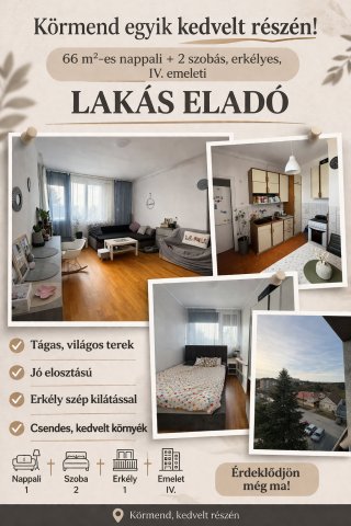 Eladó téglalakás, Körmenden 38.5 M Ft, 1+2 szobás