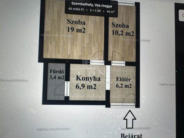 Eladó téglalakás, Szombathelyen 45 M Ft, 2 szobás