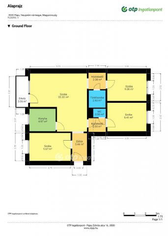 Eladó panellakás, Pápán 37.2 M Ft, 1+3 szobás