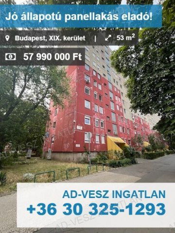 Eladó panellakás, Budapesten, XIX. kerületben 57.99 M Ft