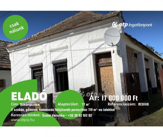 Eladó családi ház, Bakonyszücsön 17 M Ft, 2 szobás