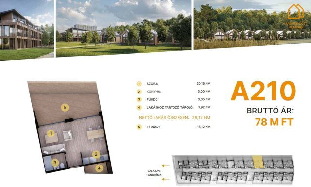 Eladó téglalakás, Balatonföldváron 78 M Ft, 1 szobás