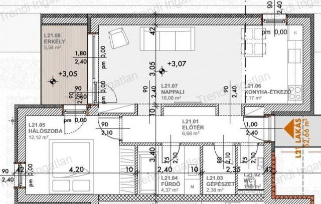 Eladó téglalakás, Győrött 57.99 M Ft, 3 szobás