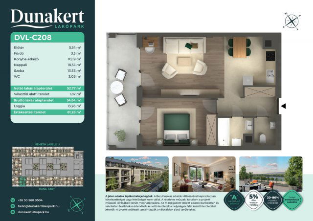 Eladó téglalakás, Vácon, Németh László utcában 73.49 M Ft