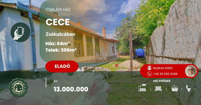 Eladó családi ház, Cecén 13 M Ft, 2 szobás