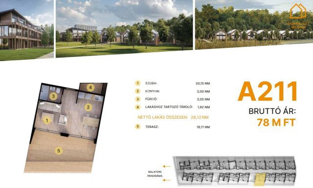 Eladó téglalakás, Balatonföldváron 78 M Ft, 1 szobás