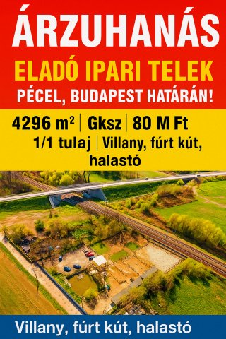 Eladó ipari ingatlan, Pécelen 80 M Ft / költözzbe.hu