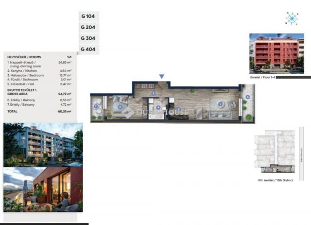 Eladó téglalakás, Budapesten, XIII. kerületben 88.67 M Ft