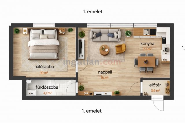 Eladó téglalakás, Fóton 64.9 M Ft, 1+1 szobás
