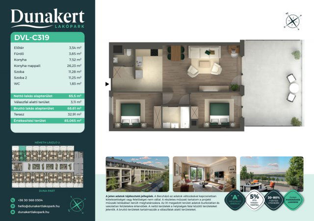 Eladó téglalakás, Vácon, Németh László utcában 84.99 M Ft