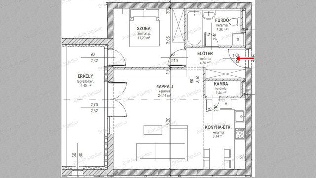 Eladó téglalakás, Győrött 61.79 M Ft, 2 szobás