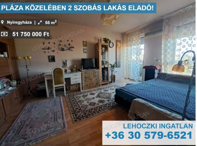 Eladó téglalakás, Nyíregyházán 51.75 M Ft, 2 szobás