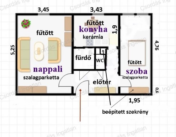 Eladó panellakás, Veszprémben, Jutasi úton 43 M Ft, 1+1 szobás