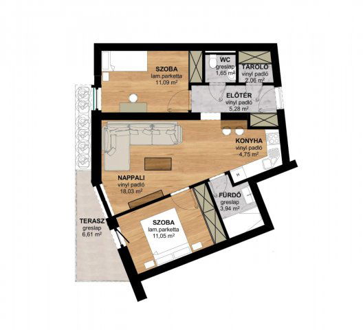 Eladó téglalakás, Pécsett 69.9 M Ft, 2 szobás