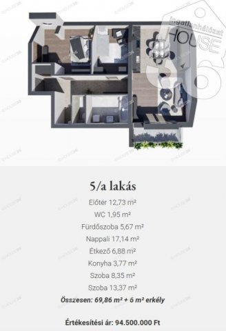 Eladó téglalakás, Kecskeméten 94.5 M Ft, 3 szobás