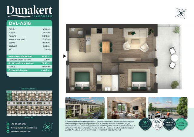 Eladó téglalakás, Vácon, Németh László utcában 81.99 M Ft