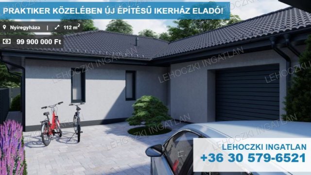 Eladó ikerház, Nyíregyházán 99.9 M Ft, 4 szobás