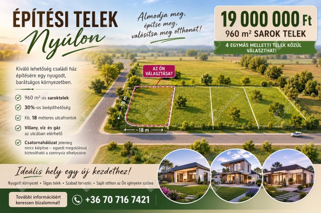 Eladó telek, Nyúlon 19 M Ft / költözzbe.hu